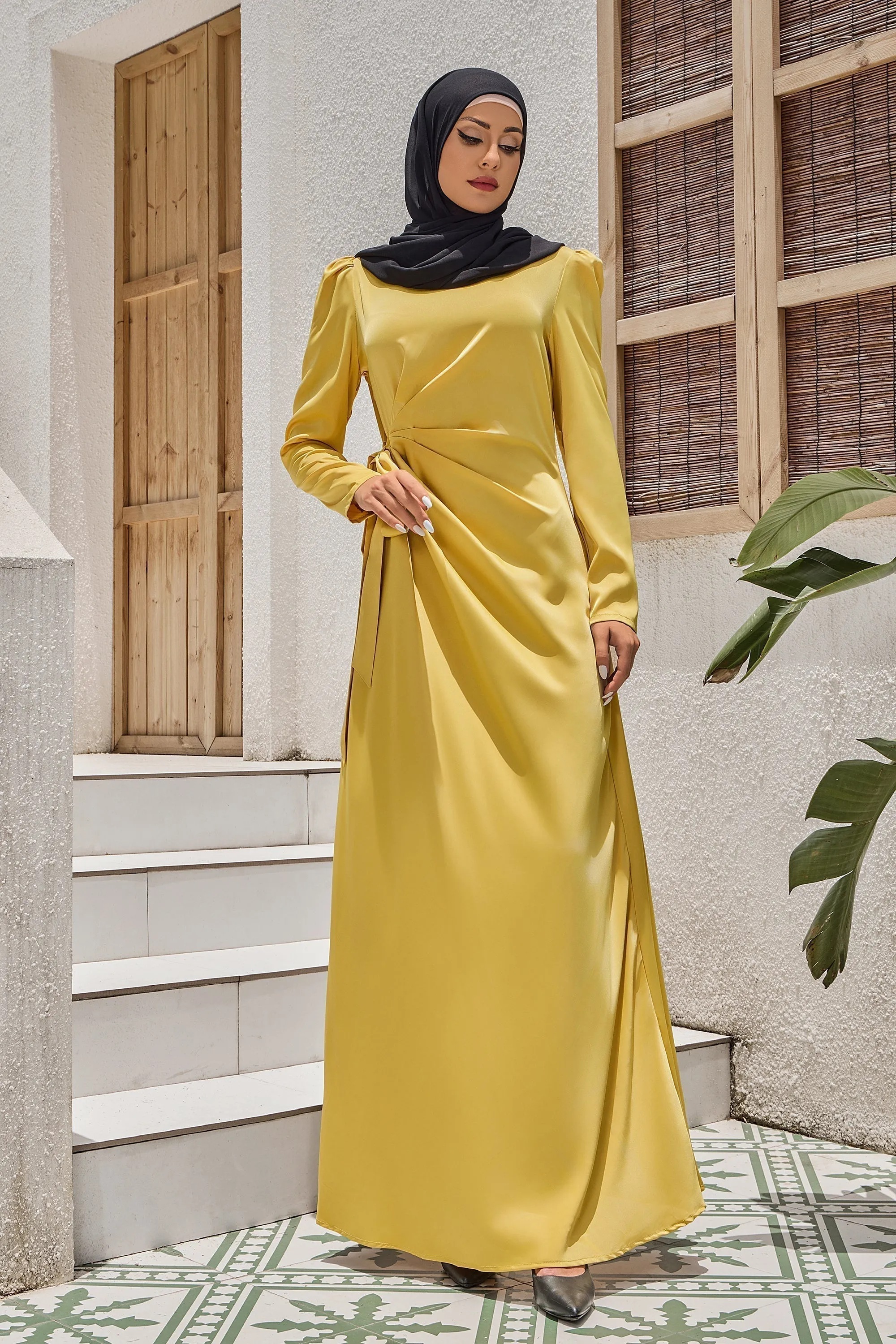 Satin Faux Wrap Side Tie Maxi Dress (More Colors Available)-CLEARANCE