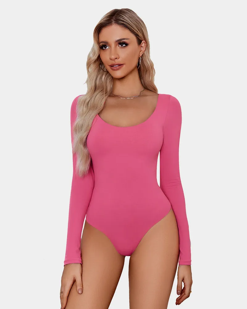 Scoop Neck Bodysuit Shapewear Going Out Tops