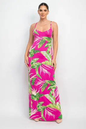 Scoop Tropical Print Maxi Dress