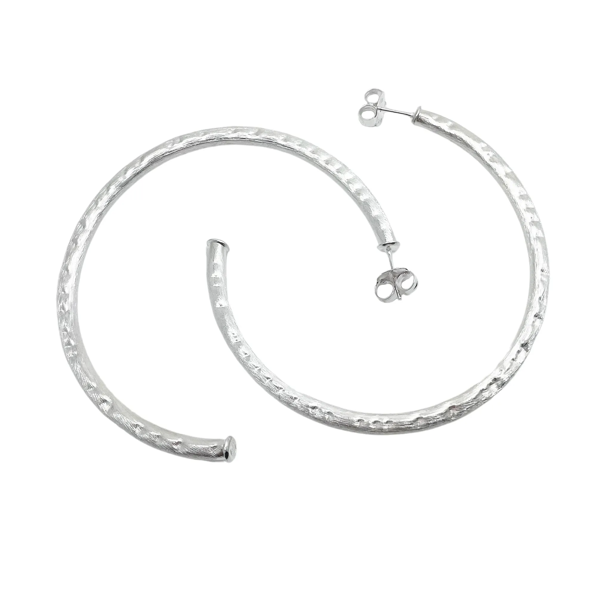 Sheila Fajl Large 2.5 Inch Everybody's Favorite Hammered Hoop Earrings in Silver