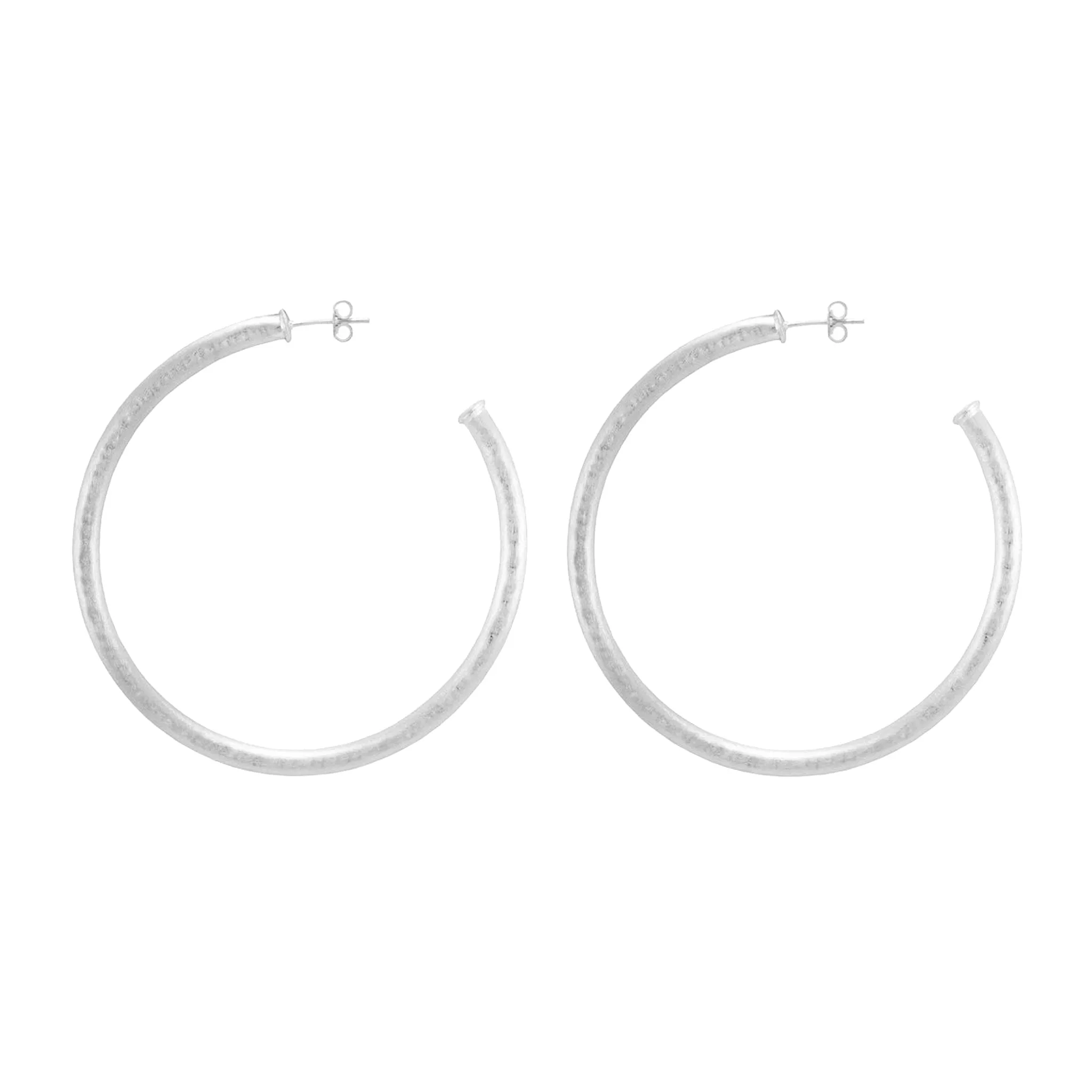 Sheila Fajl Large 2.5 Inch Everybody's Favorite Hammered Hoop Earrings in Silver