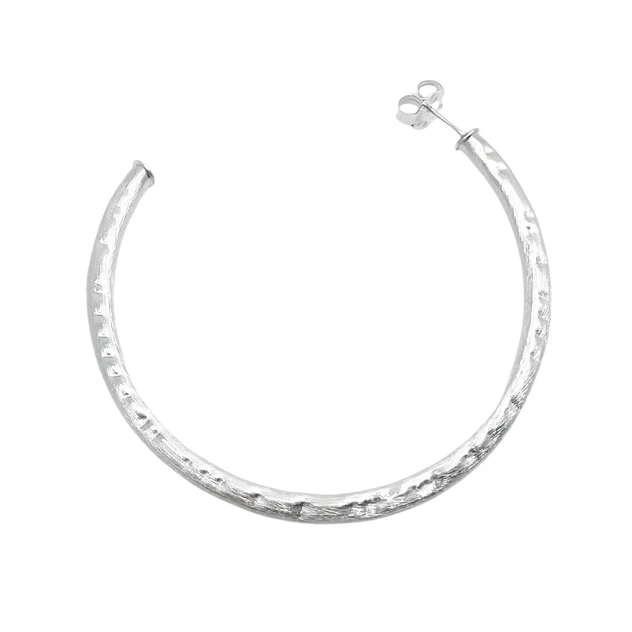 Sheila Fajl Large 2.5 Inch Everybody's Favorite Hammered Hoop Earrings in Silver