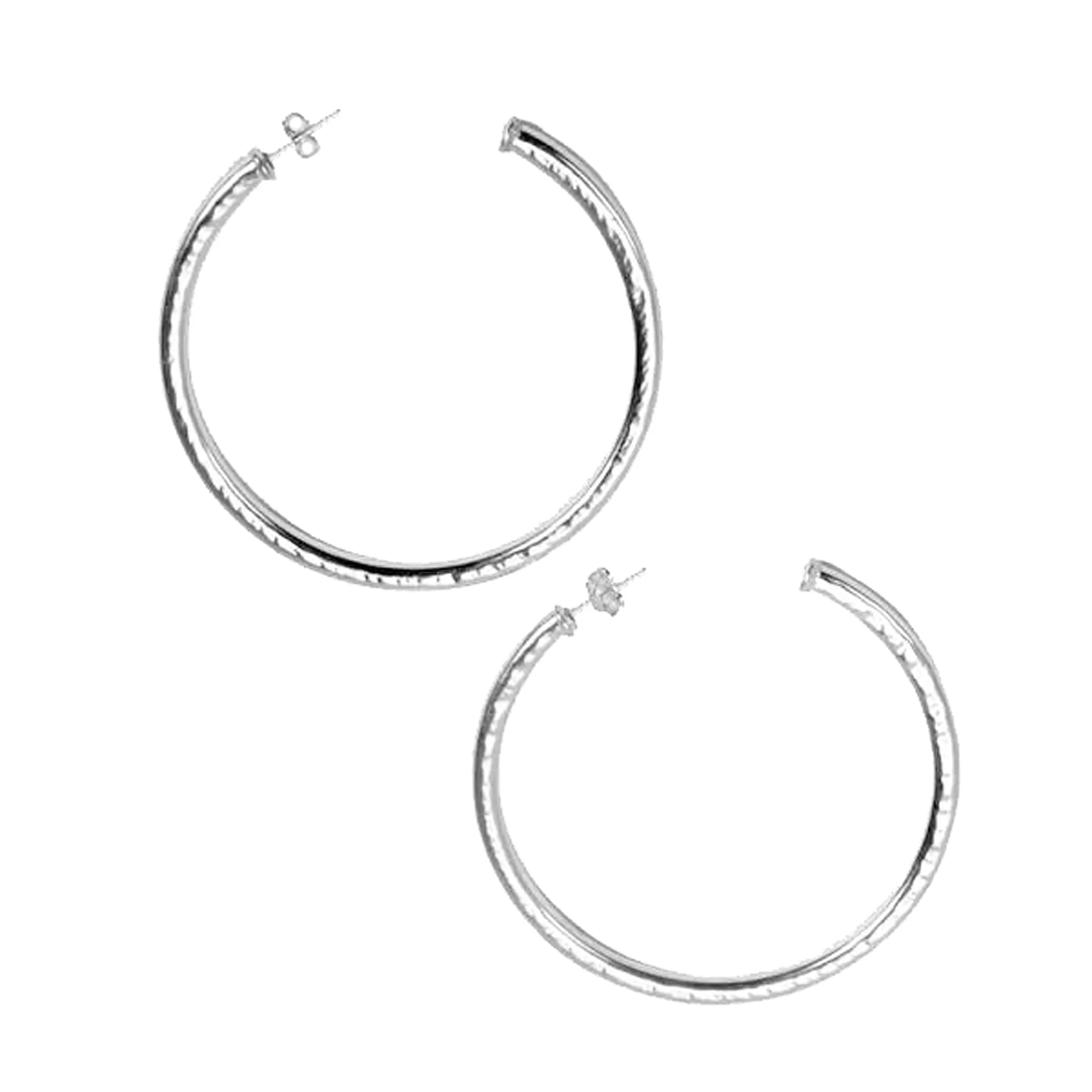 Sheila Fajl Large 2.5 Inch Everybody's Favorite Hammered Hoop Earrings in Silver