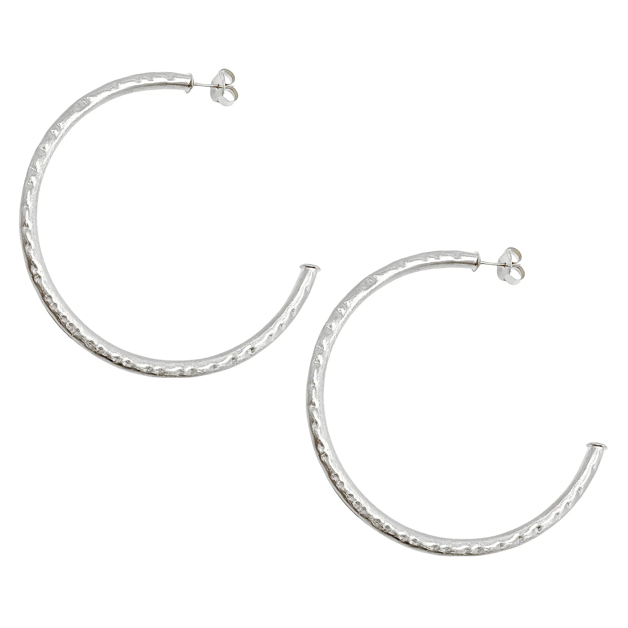 Sheila Fajl Large 2.5 Inch Everybody's Favorite Hammered Hoop Earrings in Silver