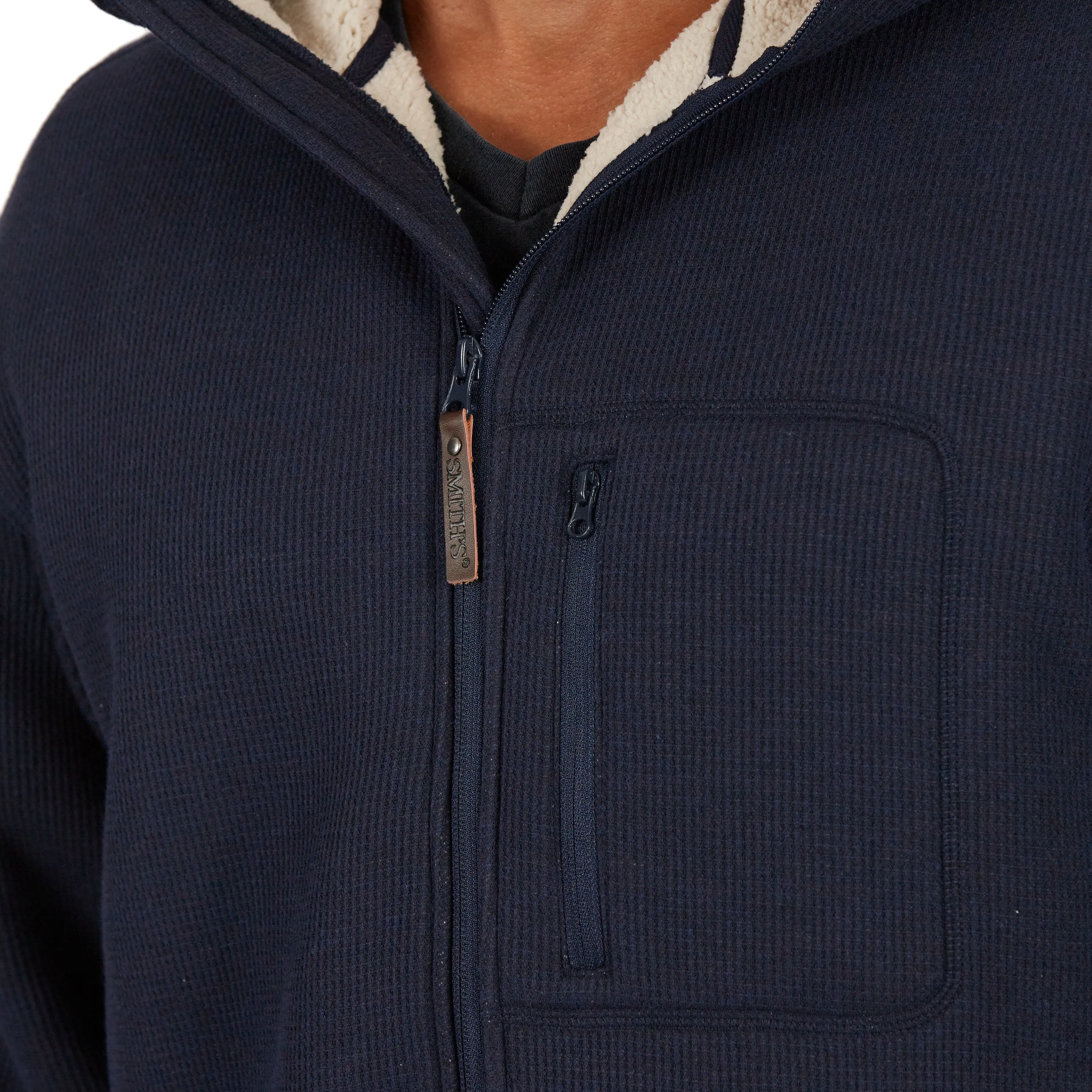 SHERPA-LINED HEATHERED THERMAL HOODED FULL-ZIP SHIRT-JACKET