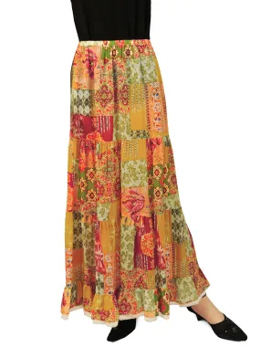 Tianello print "Indian Patchwork" Sueded Cupro Bemberg Prairie Skirt