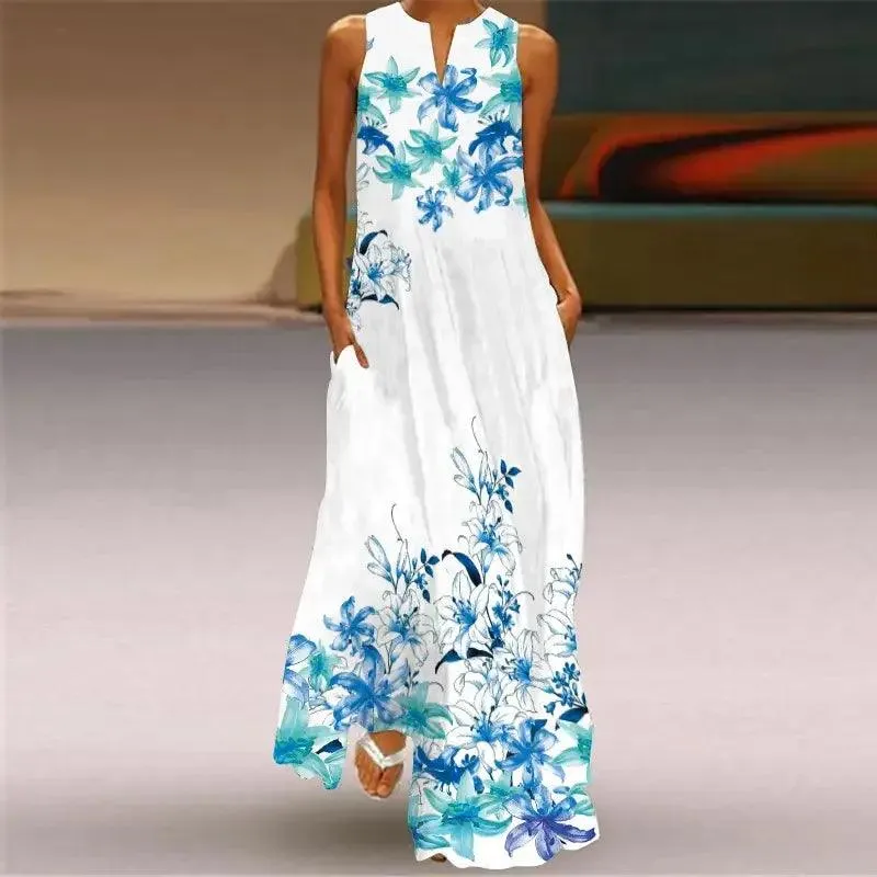 Vintage Floral Print long Dress