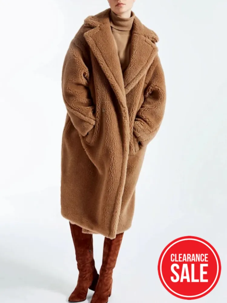 Womens Faux Fur Teddy Overcoat