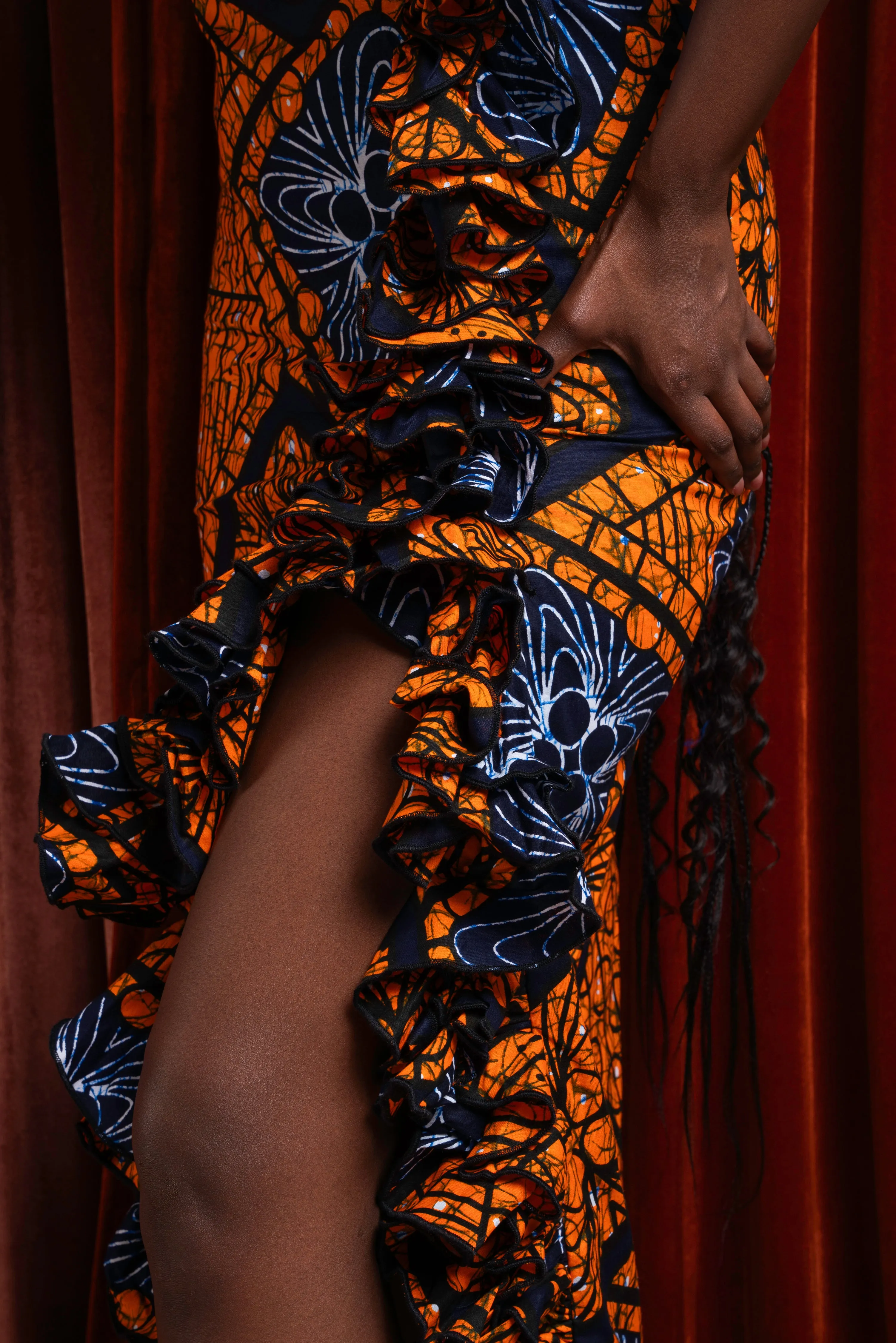 ZEZE Off shoulder Ruffle African Print Maxi Dress