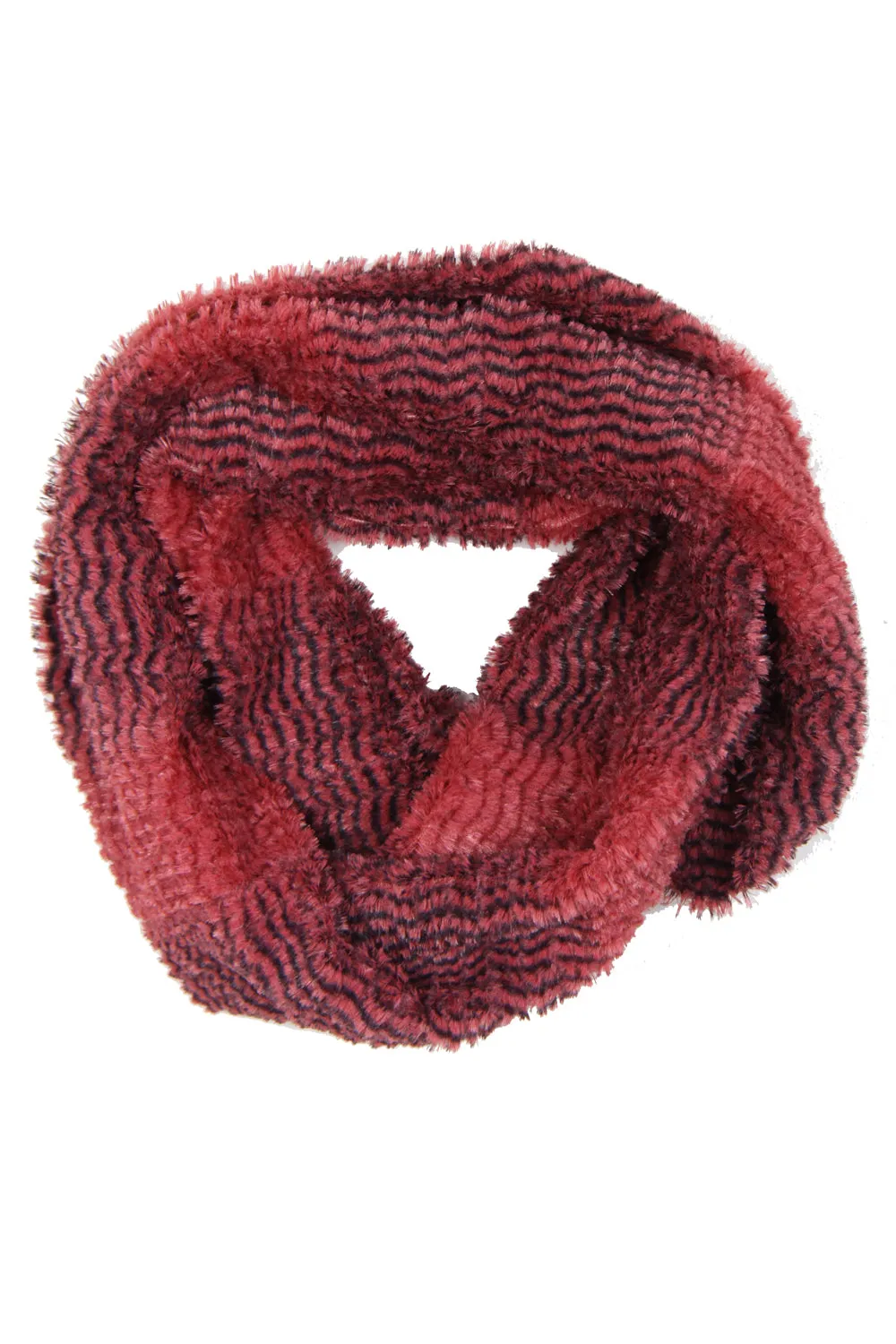 Zig Zag Print Soft Faux Fur Snood